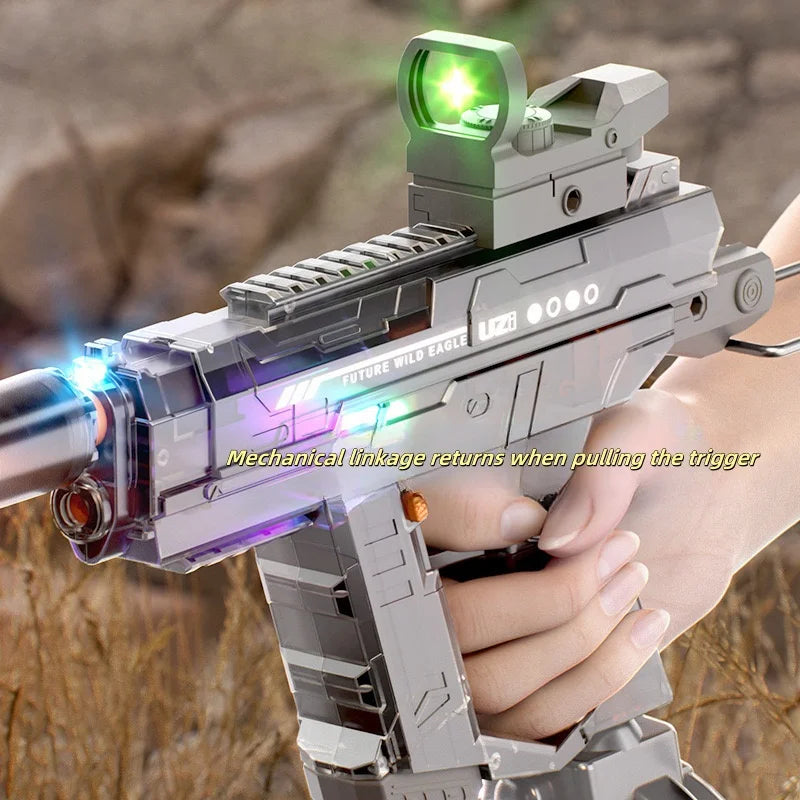 2024 Hot Sale Electric continuous firing UZI water gun pulse linkage chamber flame special effect children's water play toy