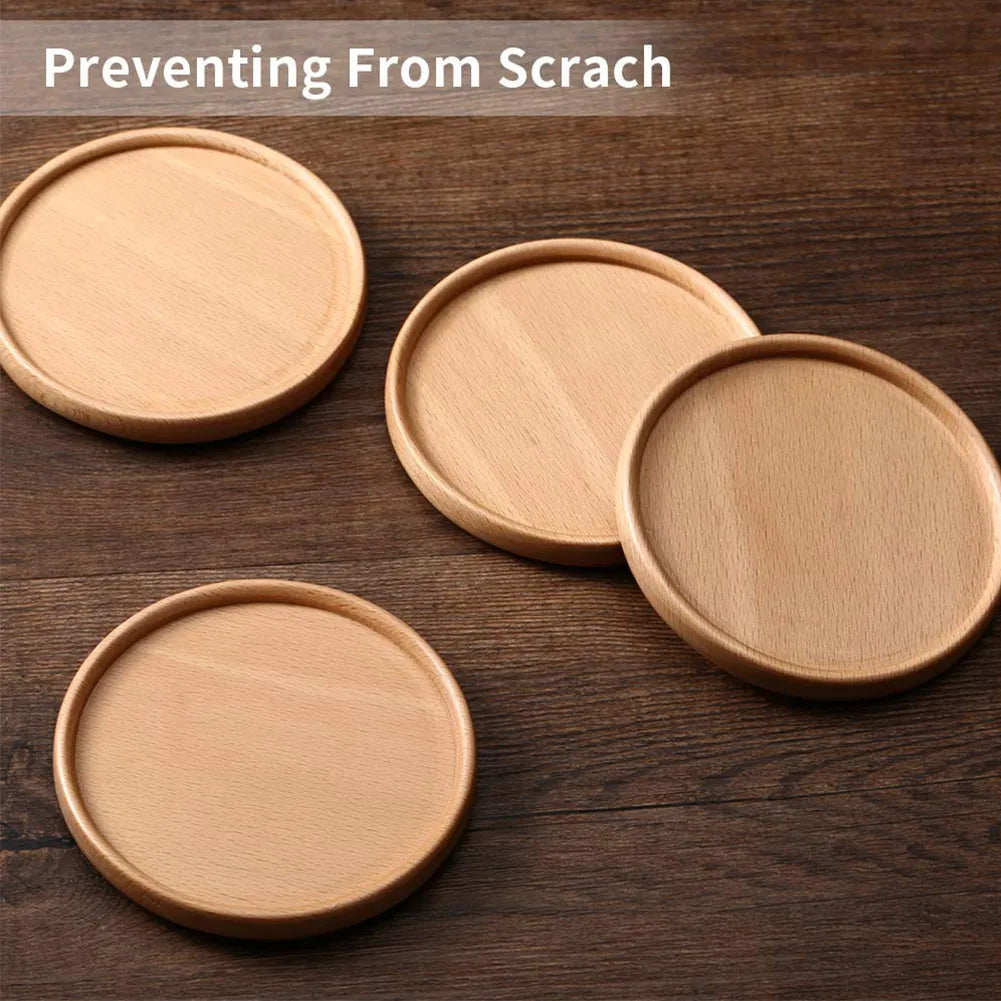 Posavasos de madera para tazas de té y café, duradero, resistente al calor, redondo, tapete para tetera, vajilla aislante, soporte para tazas