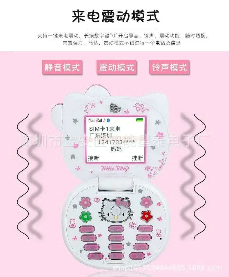 2023 New Kawaii Sanrioed Hello Kitty Flip Phone Cartoon Cute Little friends Taiml Mini Phone For Kids Toys For friends Gifts