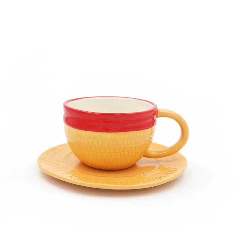 Anime ONE PIECE Creative Ceramic Mug Cute Luffy Office Coffee Cup Children's Breakfast Milk Cup Kawaii 400ml Water Cup Kids Gift