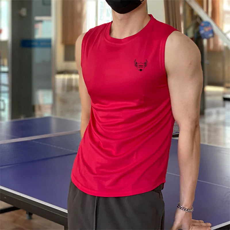 2022 NEW Men Sleeveless Sports Vest Summer Breathable quick-drying Gyms shir Male Bodybuilding Undershirt mesh Fitness Tank Tops