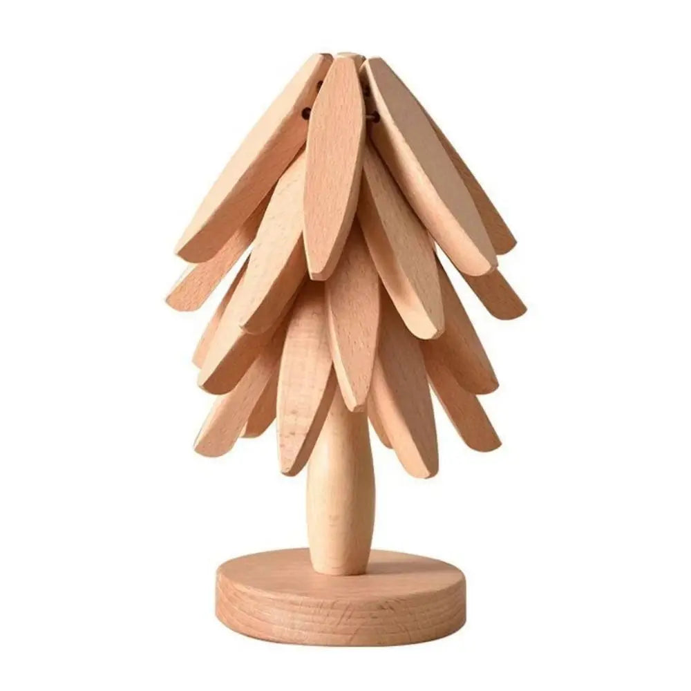 3/4PCS Anti Scald Heat Tree Design Coaster Resistant Coaster Wood Placemats Heat Insulating Mat Tree Shape Non-slip Coaster Set