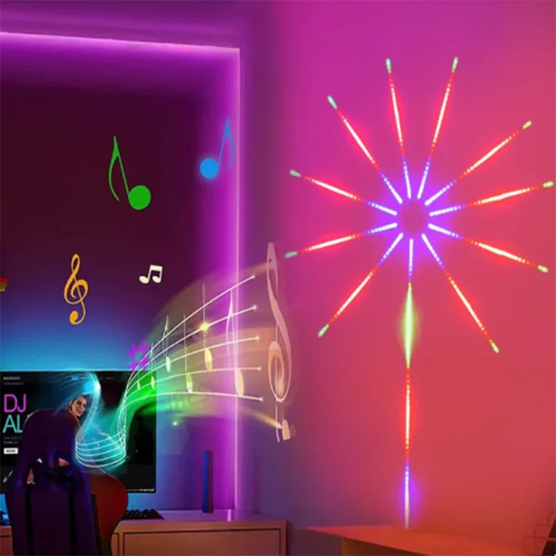 2024 new LED Strip Light RGB Sound Control Symphony Firework Light Wedding Christmas Music Control Full Kit Dream Meteor Lamp