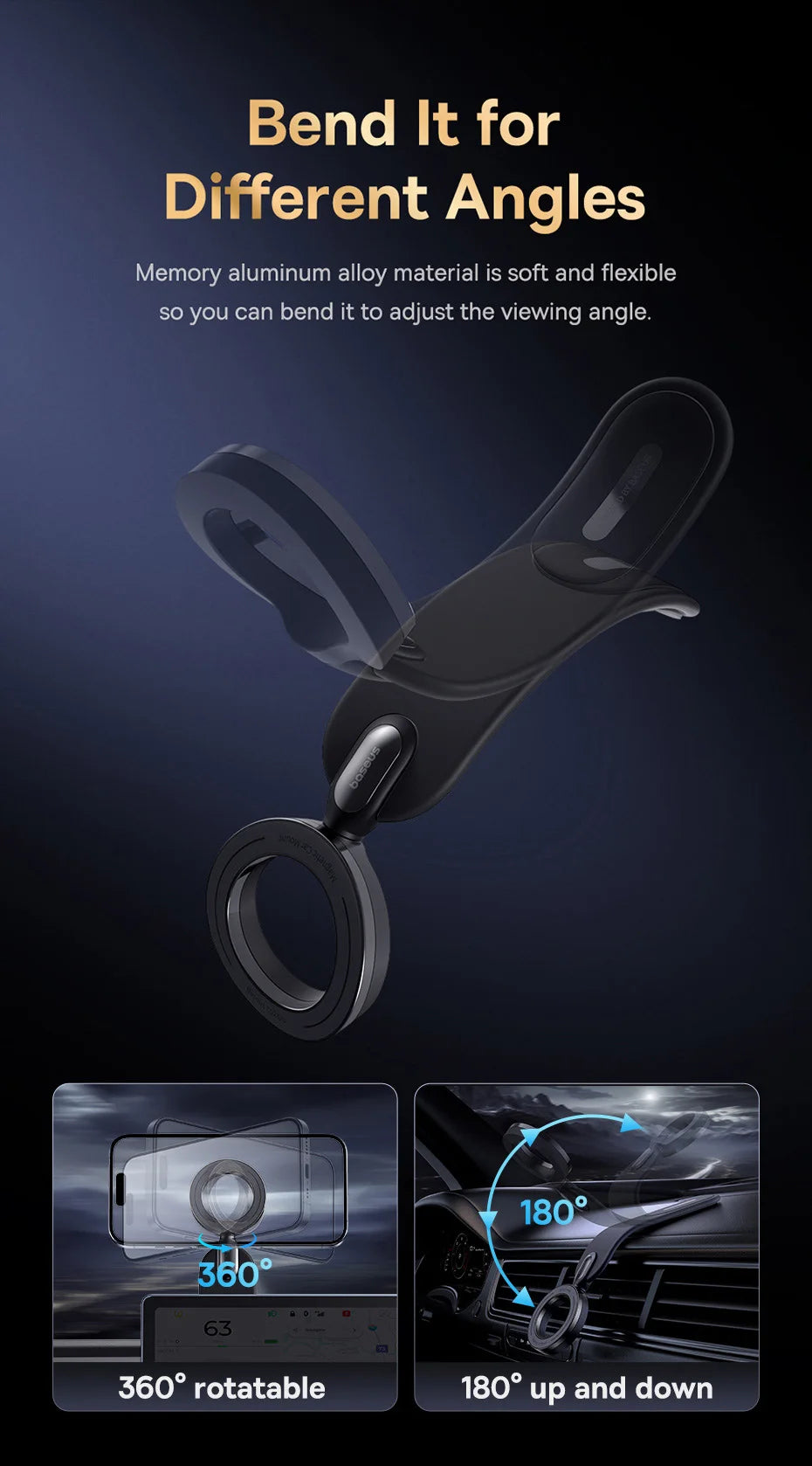 Soporte magnético para teléfono de coche Baseus, soporte plegable para teléfono, soporte para iPhone 12, 13, 14 Pro Max y Samsung S23