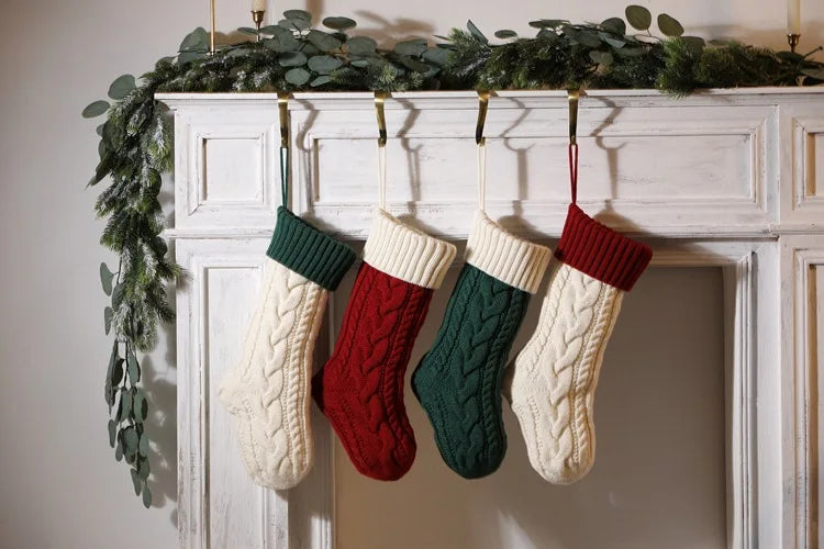 Medias navideñas grandes de 18 pulgadas, medias de compresión navideñas tejidas para niños, medias colgantes para regalar dulces, decoración navideña