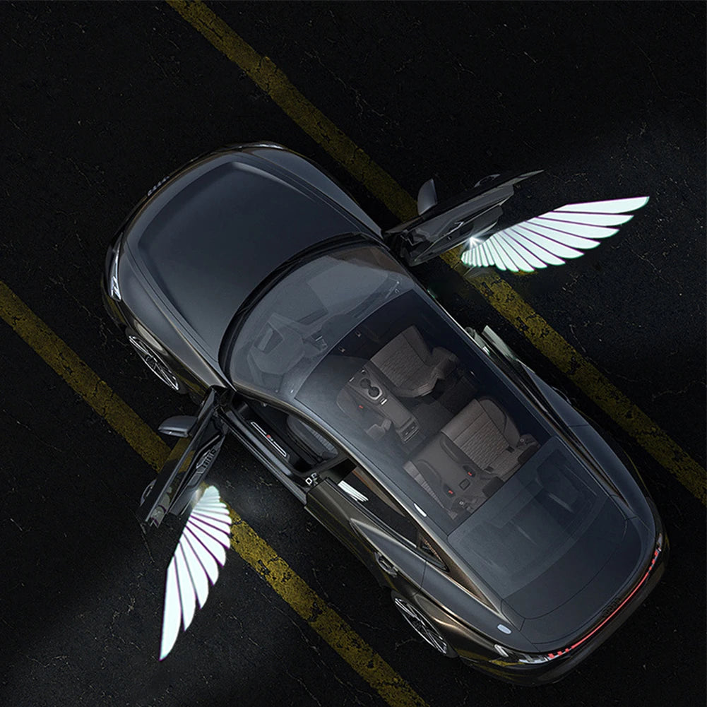 2Pcs/4Pcs Car Angel Wings Wireless Car Door Welcome Courtesy Shadow Projector Lamp LED HD Logo Light Cars Accessories