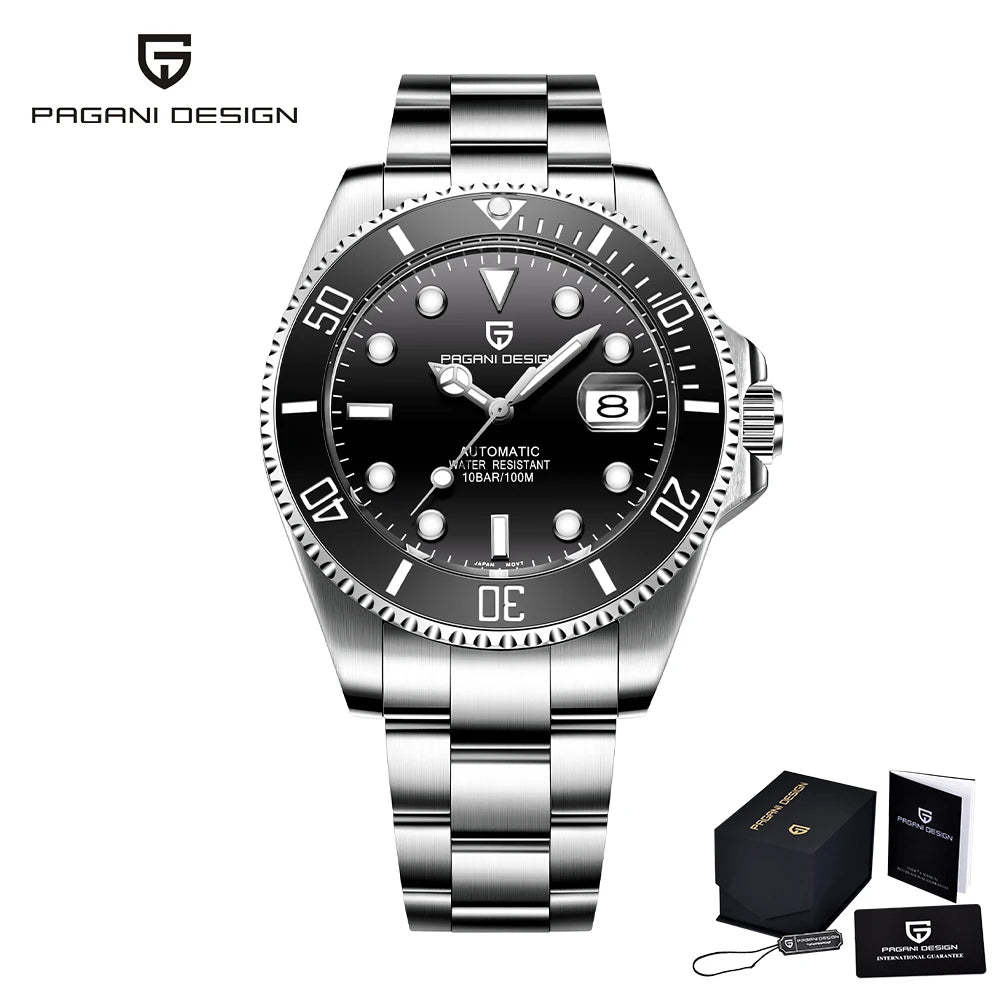 PAGANI DESIGN Men's Mechanical Wristwatches Luxury Brand Mens Watch NH35 100m Waterproof Sapphire Diving Watch reloj hombre