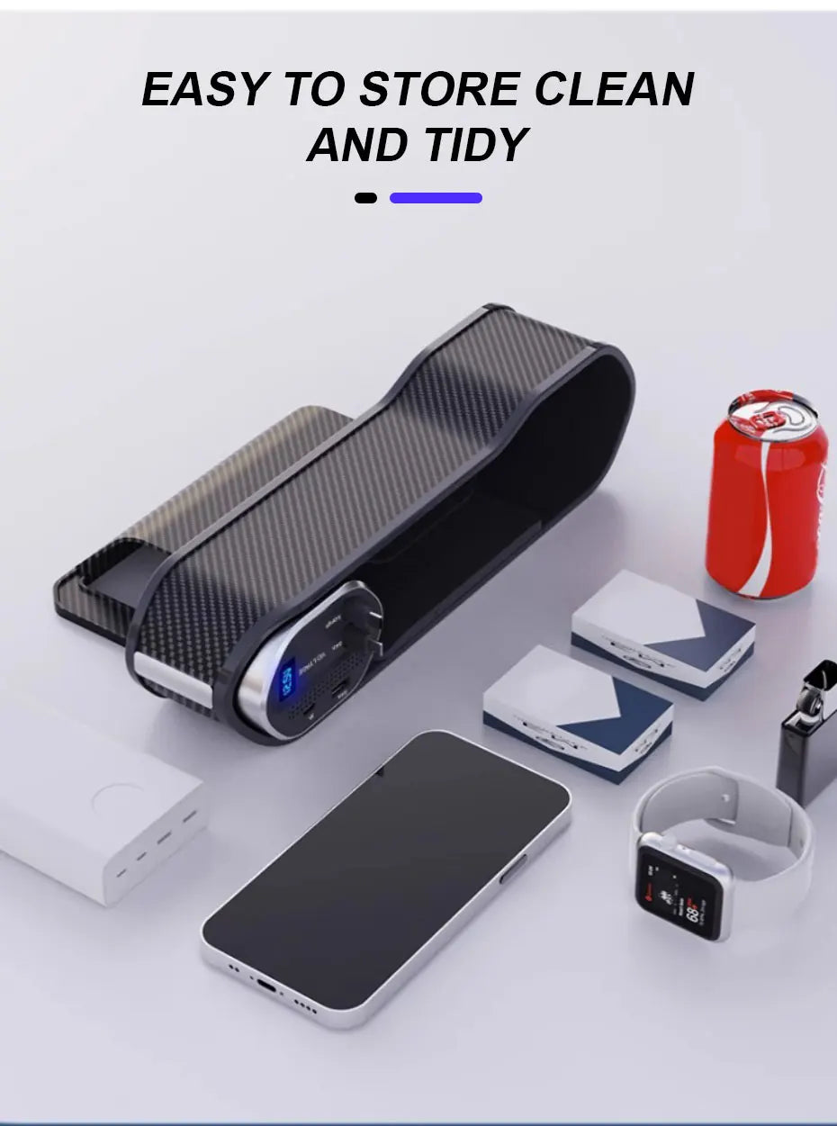 SEAMETAL Wireless Charging Car Seat Gap Organizer with 40W USB-C/Lightning Fast Charge Cable Auto Center Console Storage Box