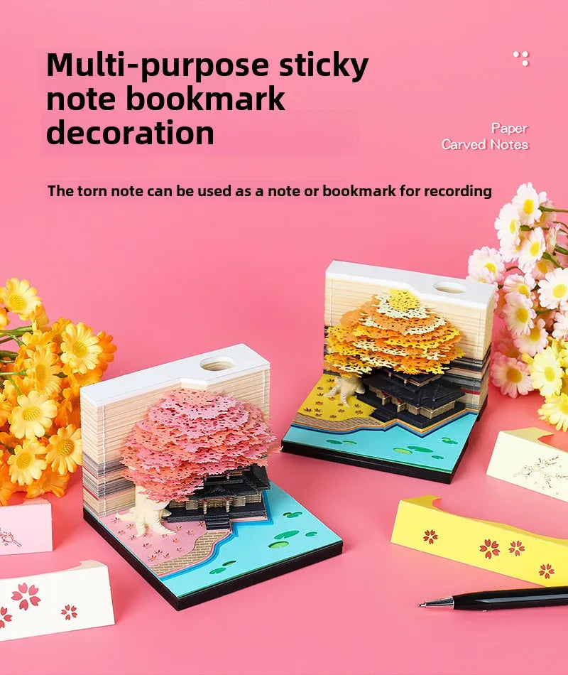 Treehouse 3D Desktop Calendar Sticky Notes Creative Crafts Souvenirs Paper Carvings Post-it Notes New Year Gifts Office Ornament