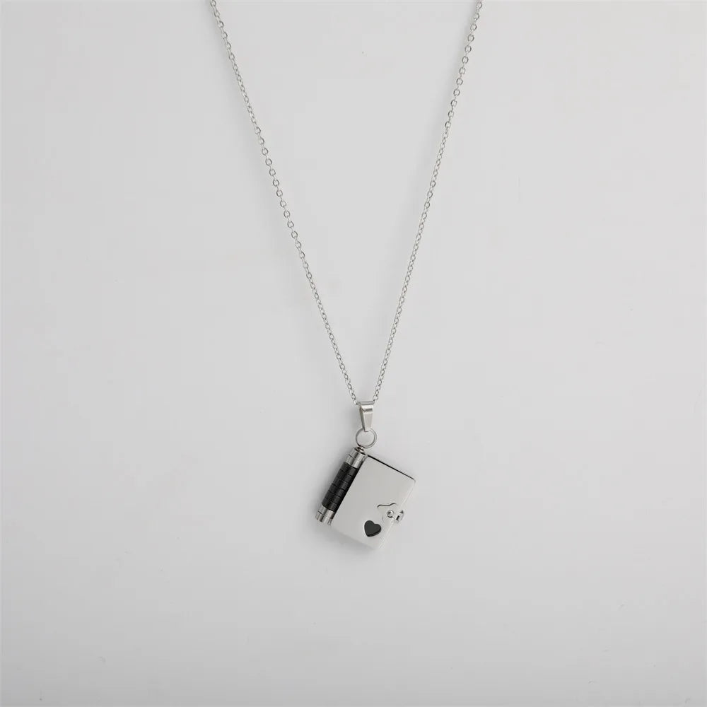 3 Pages Book Custom Name Necklace Openable Love Letter Personalized Text Pendant Unisex Chain Girl Valentine Day Gift waterproof