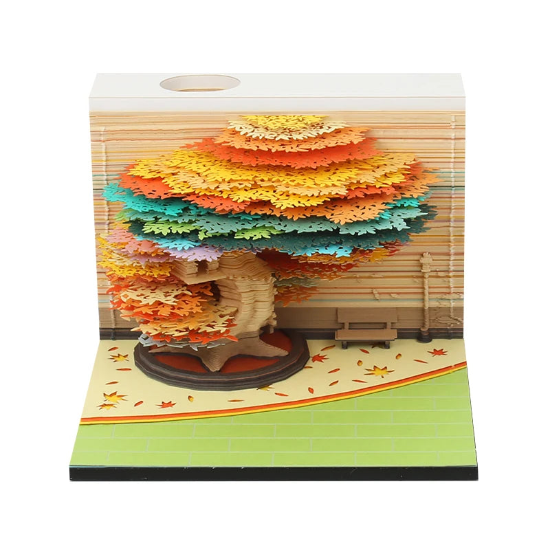 2024 Calendar Memo Pad With LED Lights,Time Piece Calendar,Creative Desk Calendar DIY Paper Carving Art Craft Desktop Decoration
