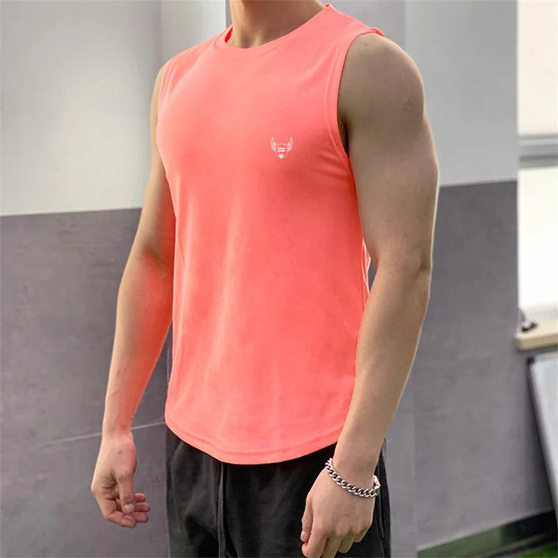 2022 NEW Men Sleeveless Sports Vest Summer Breathable quick-drying Gyms shir Male Bodybuilding Undershirt mesh Fitness Tank Tops