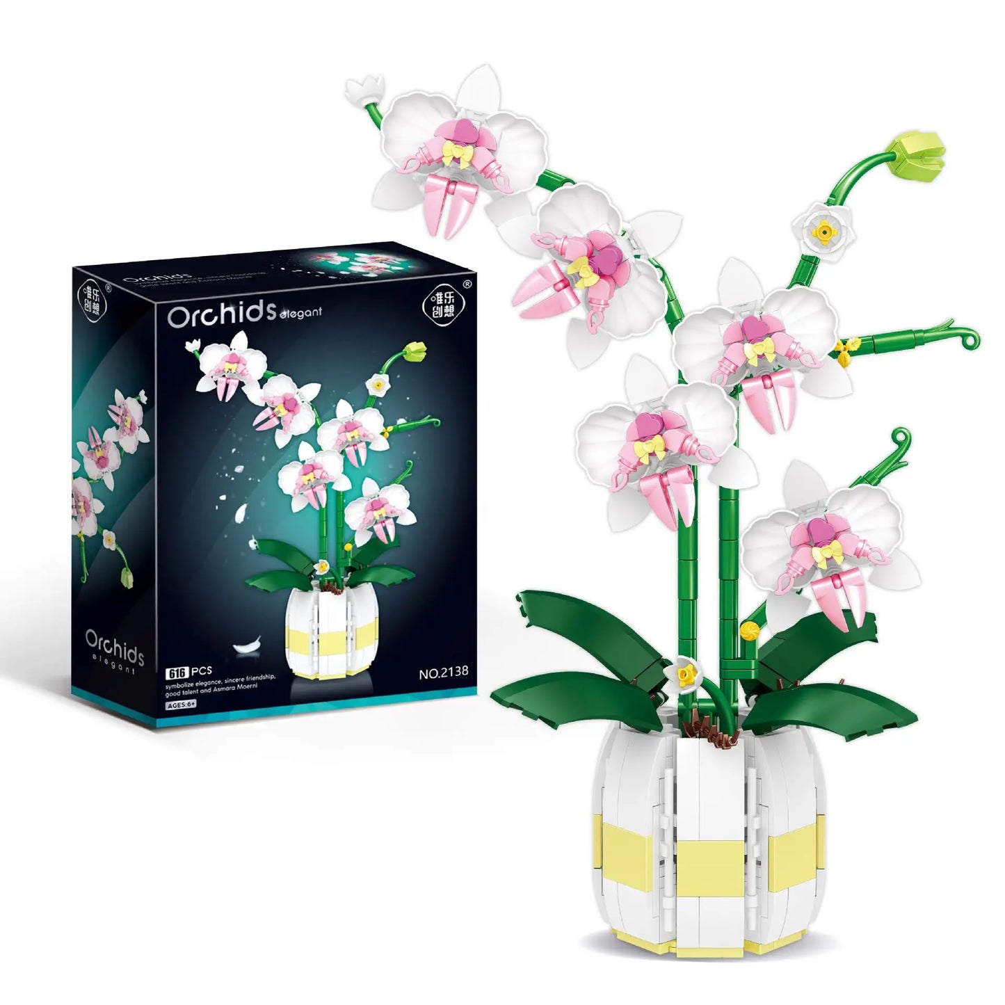 ToylinX 616PCS Orchid Flower Building Set, Building Plant Decor Flower Botanical Series for Home, Christmas Present Gift for Kid