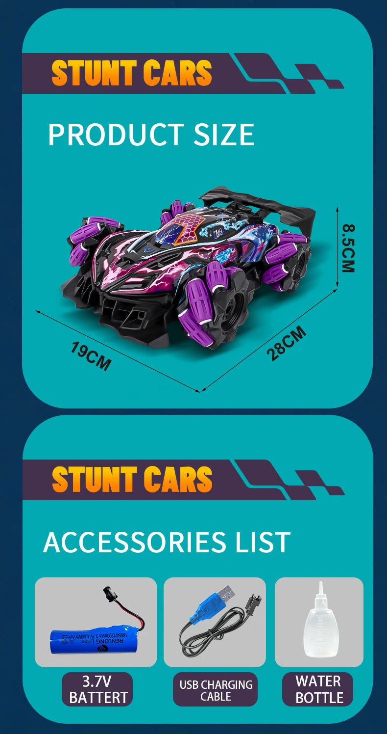 WLtoys F1 RC Drift Car con luces LED y música, 2,4 G, guantes, radiocontrol remoto, coches acrobáticos con tracción en las 4 ruedas, juguetes eléctricos para niños
