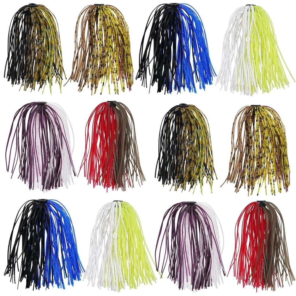 10Pcs Silicone Jig Skirts bait Replacement Fishing lures for DIY Spinnerbaits Buzzbaits jig heads Bass Trout fishing accessories