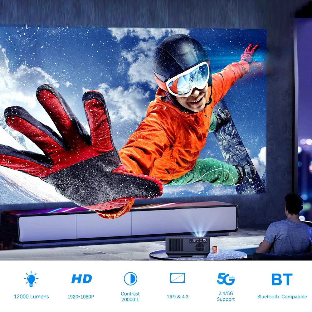 Proyector 1080P WiFi Proyector LED Full HD 2K 4K TV Video Película Teléfono inteligente Cine en casa TD98 Beamer Cine Pantalla grande