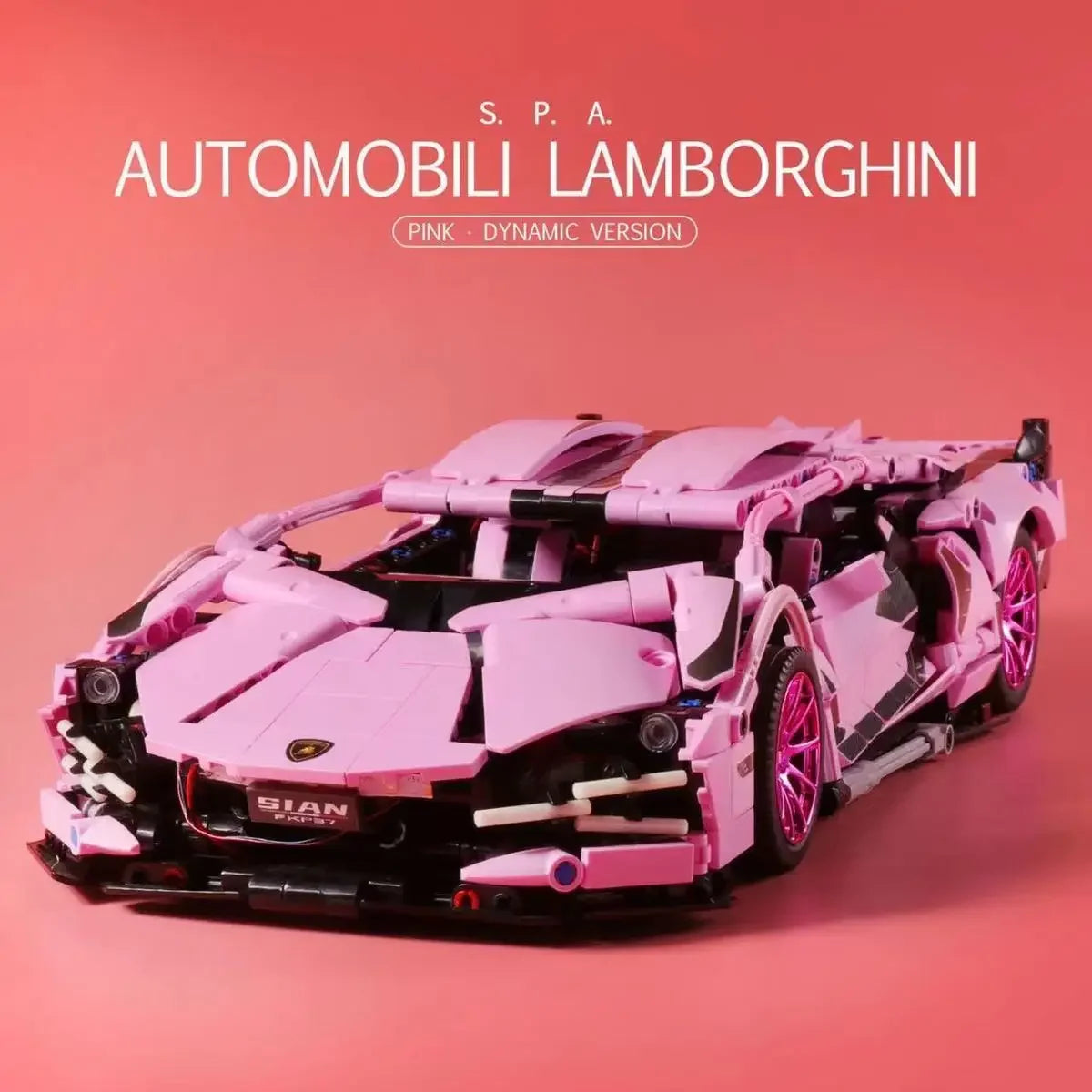 1280 piezas técnicas 1:14 Lambo rosa Super Sports Car Building Blocks MOC City Speed Vehicle Assemble Bricks Toys para niños