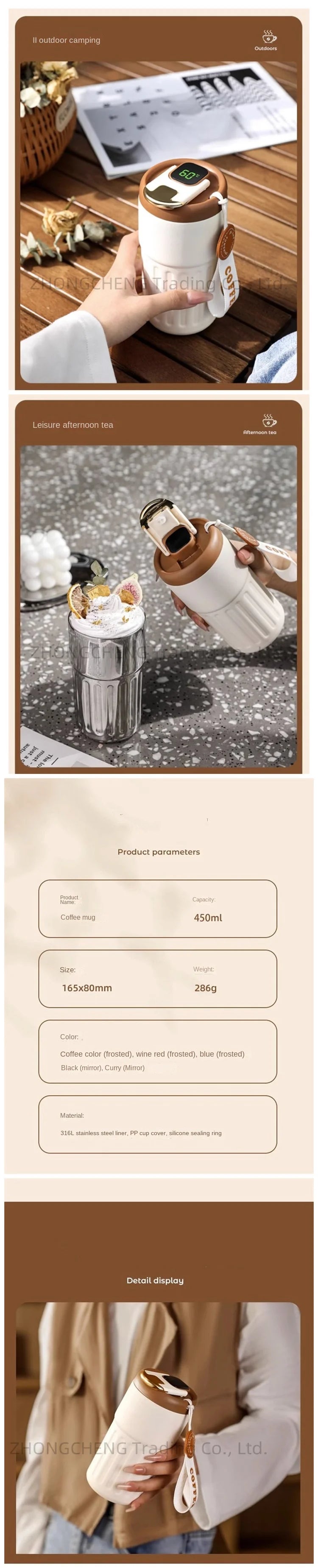316 Stainless Steel Coffee Thermos Cup Boys High Sense Ladies High Appearance Level Girls High Water Cup