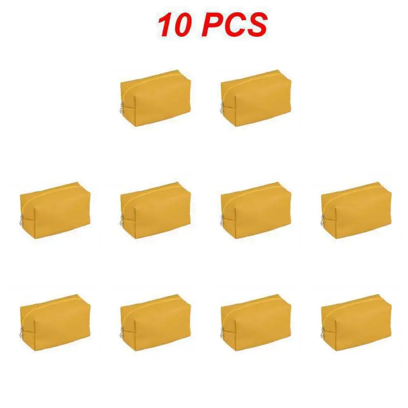 1 ~ 10 piezas de neceser pequeño para mujer, de piel sintética, resistente al agua, con cremallera, bolsa de maquillaje, organizador de maquillaje de viaje, estuche de belleza
