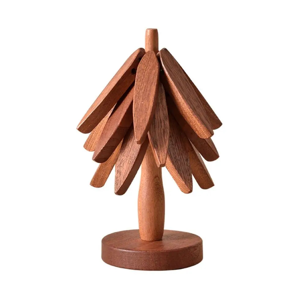 3/4PCS Anti Scald Heat Tree Design Coaster Resistant Coaster Wood Placemats Heat Insulating Mat Tree Shape Non-slip Coaster Set