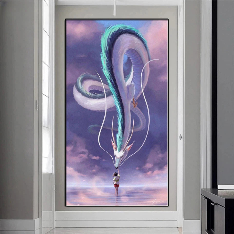 5D Japanese Anime Diamond Painting Cartoon Girl Dragon Full Diamond Embroidery Diy Mosaic Cross Stitch Kits Home Decoration Gift