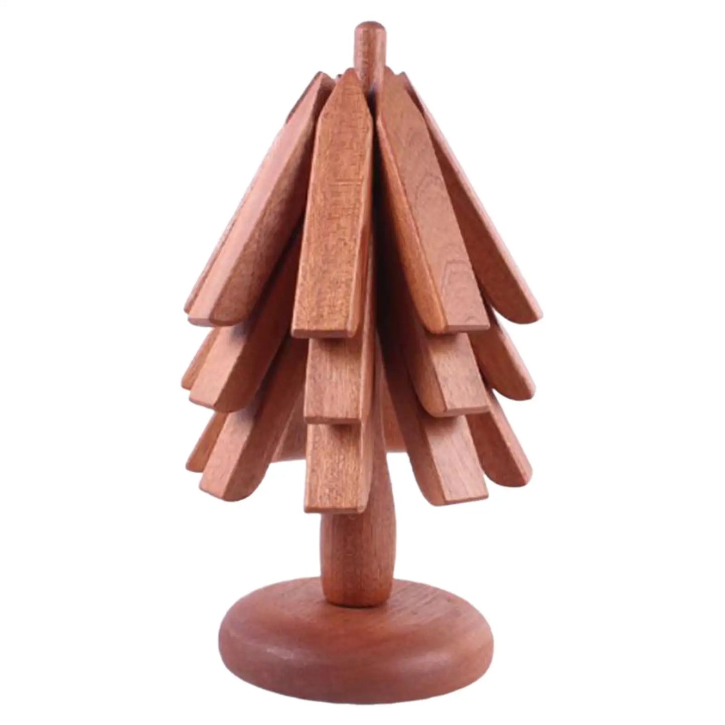 Salvamanteles de madera para platos calientes, juego de manteles individuales con diseño de árbol, posavasos plegables para platos, cuencos, teteras, decoración de mesa de cocina