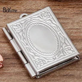 BoYuTe (10 Pieces/Lot) 19*26MM Rectangle Locket Photo customized Book Locket Pendant Floating Locket Charms customized