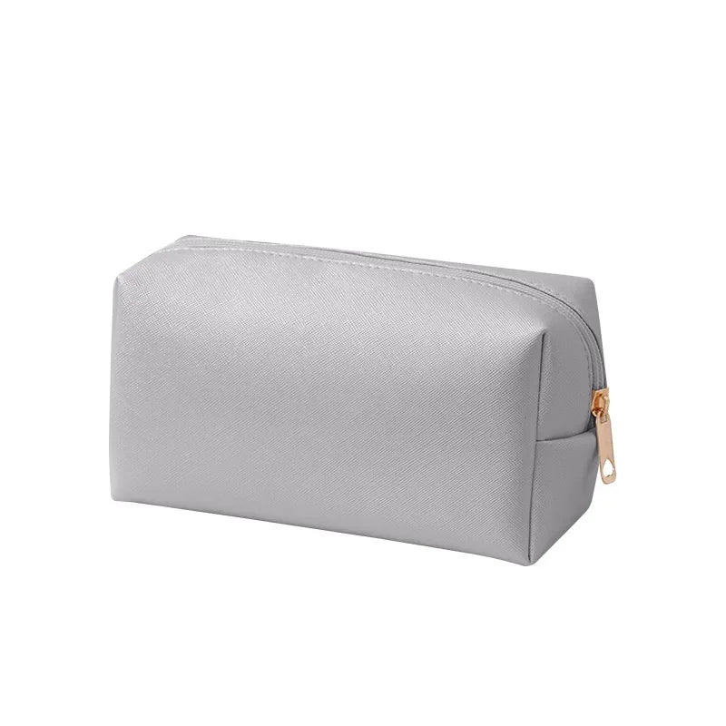 Small Makeup Bag PU Leather Travel Cosmetic Pouch Toiletry Bag for Women Portable Water-Resistant Personalized Embroidery