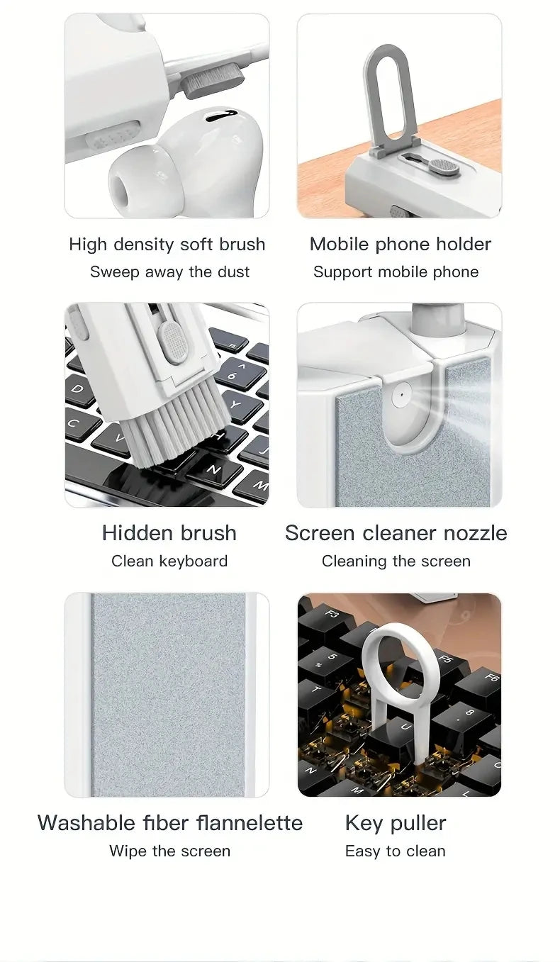 8 in 1 Cleaning Kit Computer Keyboard Cleaner Brush EarphonesCleaning Pen For Headset LPad Phone Cleaning Tools Keycap Puller