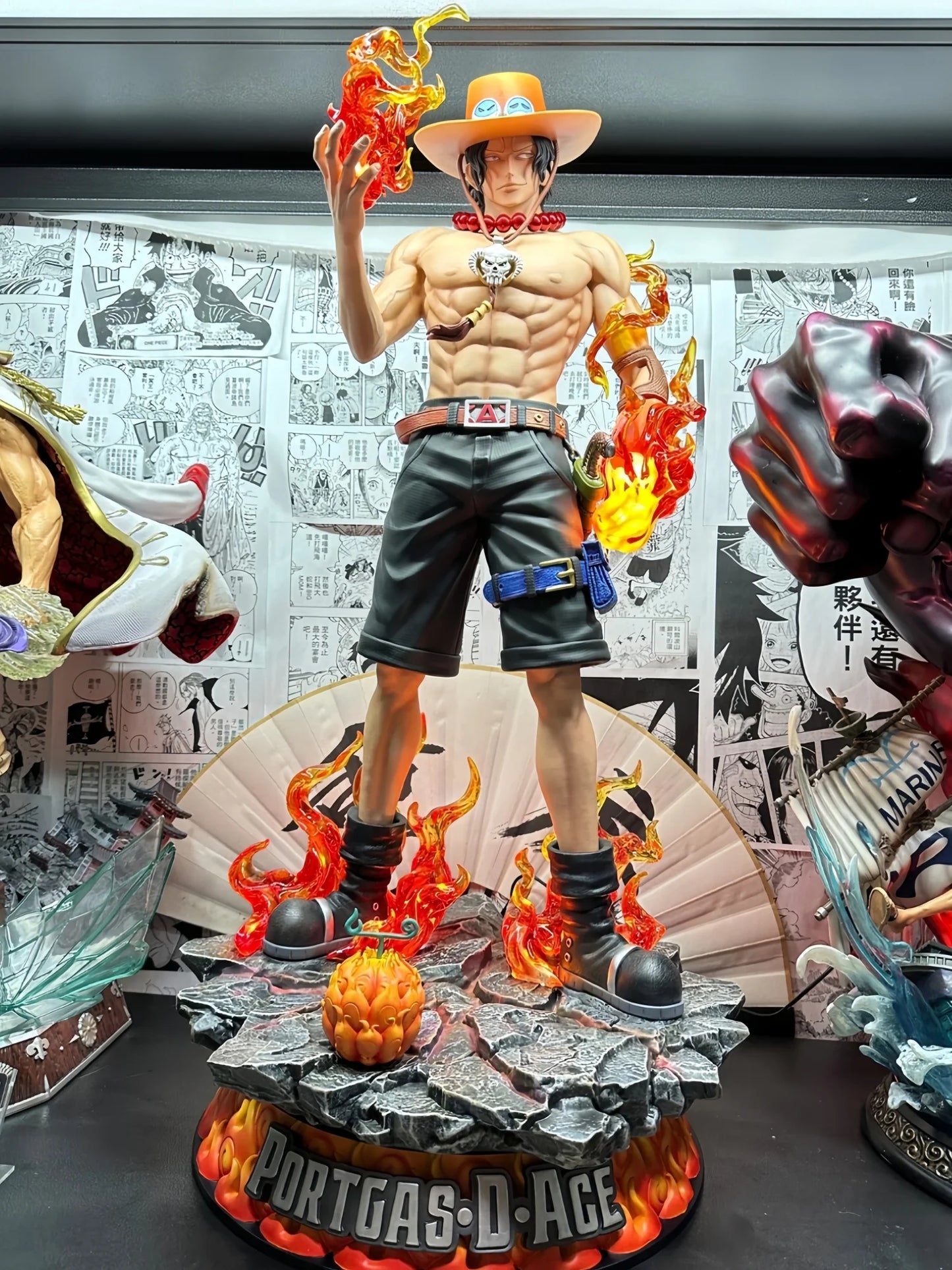 70cm New One Piece Gk Fantasy Third Anniversary 1/3 Ace Super Hugetrendy Statue Anime Decoration Christmas Collect Figures Gift