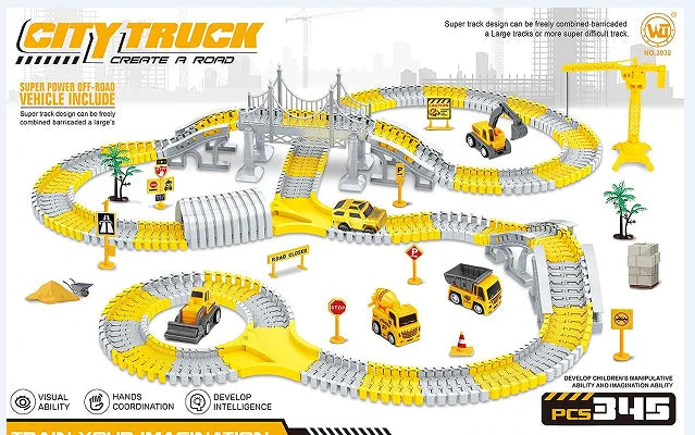 Toddler Boy Toys 239 PCS Race Tracks Toys Gift, 6 PCS Construction Car Toys Gifts , Christmas Birthday Gifts Toys