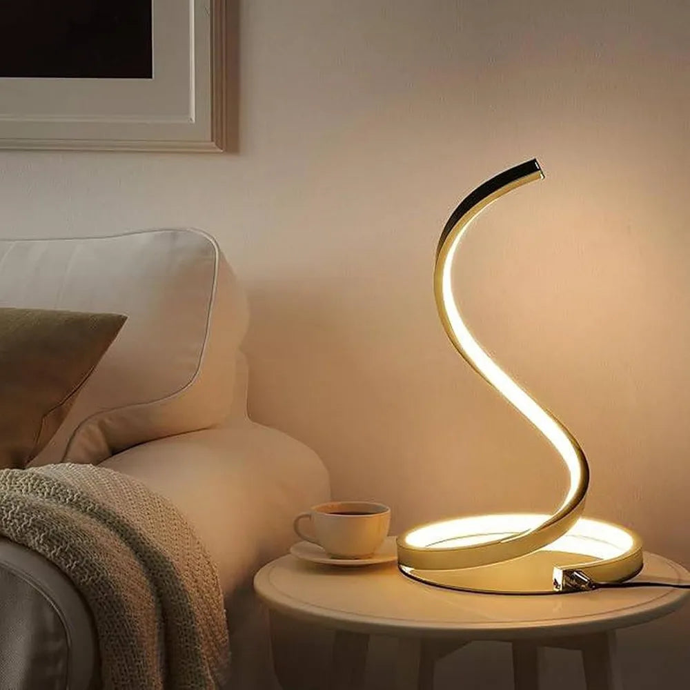 Table Lamp Set Of 2-Modern Spiral Bedside Lamps,12W Stepless Dimmable LED Touch Lamp,Nightstand Lamp for Bedroom, Living Room