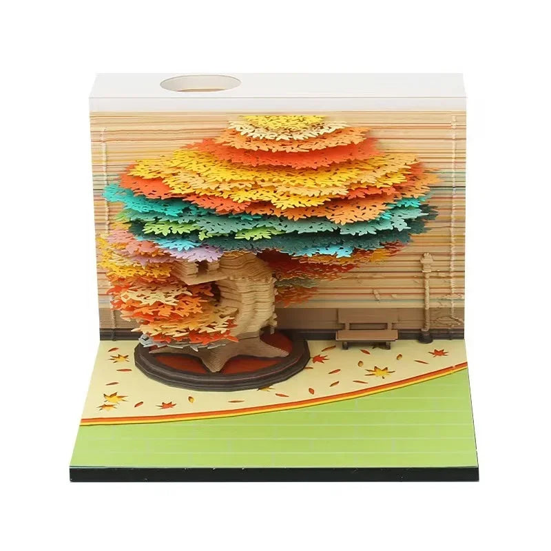 Treehouse 3D Desktop Calendar Sticky Notes Creative Crafts Souvenirs Paper Carvings Post-it Notes New Year Gifts Office Ornament