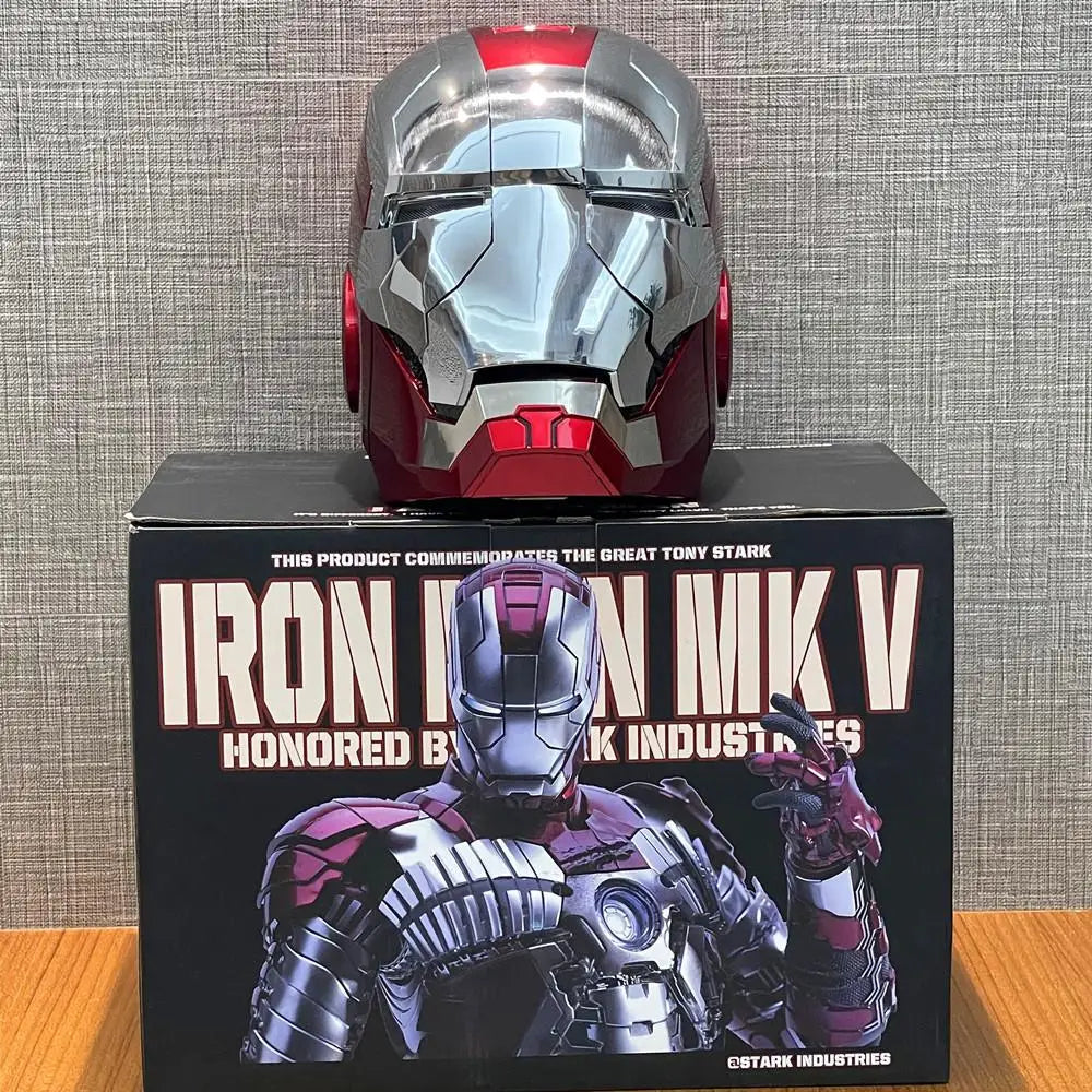 2024 New 1:1 Marvel Iron Man Mk5 Electric Helmet Multi-piece Opening And Closing Helmet Voice Control Eyes Model Adult Toy Gifts