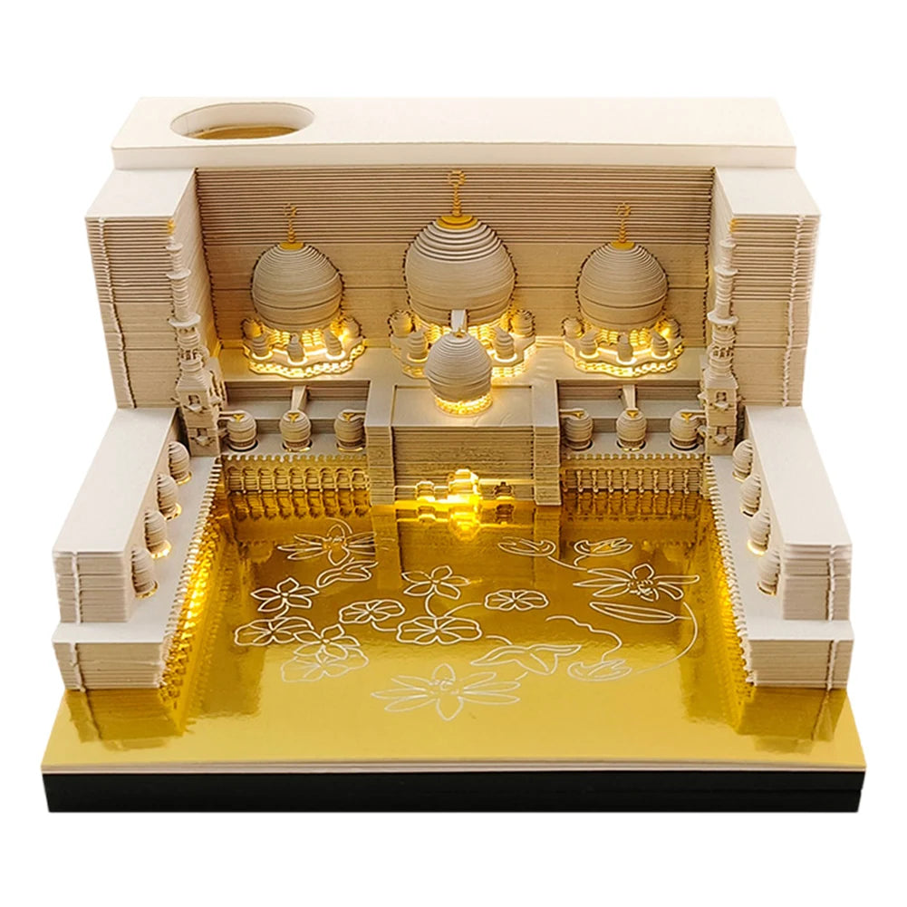 2024 Time Piece Calendar with Light Sculpture Notepad 3D Memo Pad Calendar Tear-Away for Home Office Desktop Decoration Gift