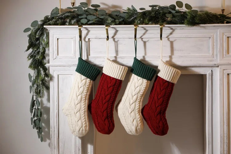 Medias navideñas grandes de 18 pulgadas, medias de compresión navideñas tejidas para niños, medias colgantes para regalar dulces, decoración navideña