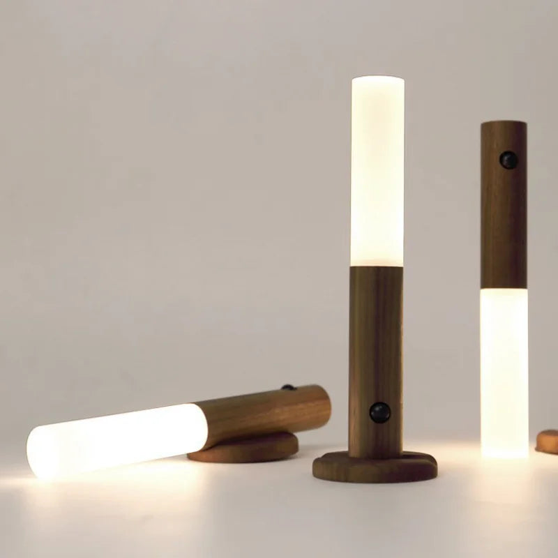 Warm Intelligent Induction Wall Lamp Wireless Wooden Stick Night Light Corridor Cabinet Wardrobe Light Decorative Home Light New
