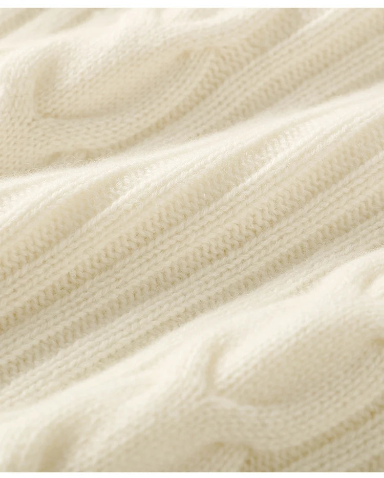Thick Sweater Women High Quality100% Cashmere Warm Winter Long Sleeve Top Turn-down Collar Zipper Vintage Pullover