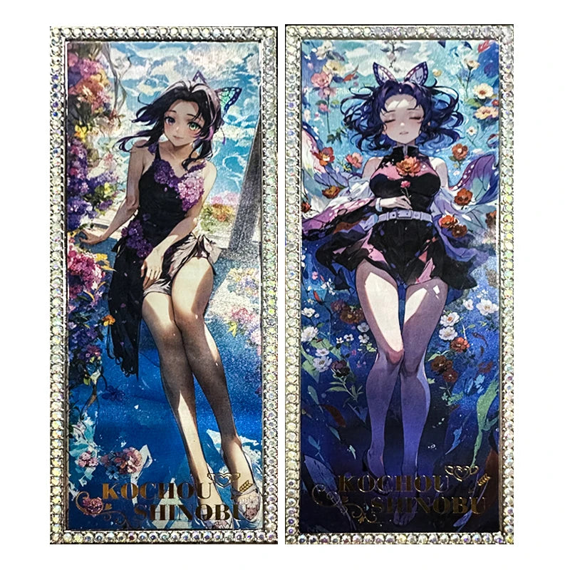 Anime Demon Slayer Kamado Tanjirou Kochou Shinobu Iguro Obanai Kanroji Mitsuri Rare Collectible Cards Birthday Gifts Kid Toys