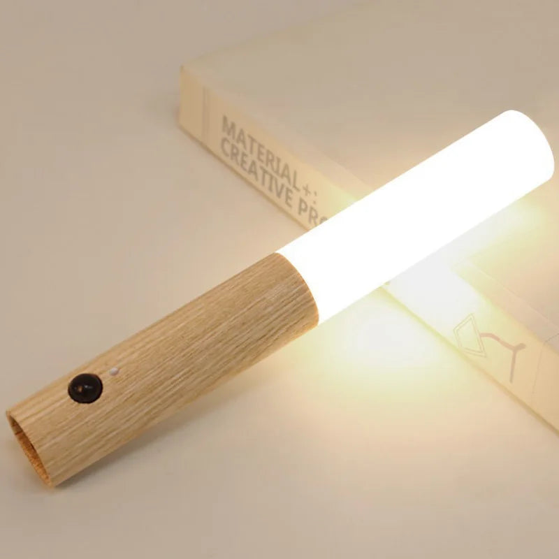 Warm Intelligent Induction Wall Lamp Wireless Wooden Stick Night Light Corridor Cabinet Wardrobe Light Decorative Home Light New