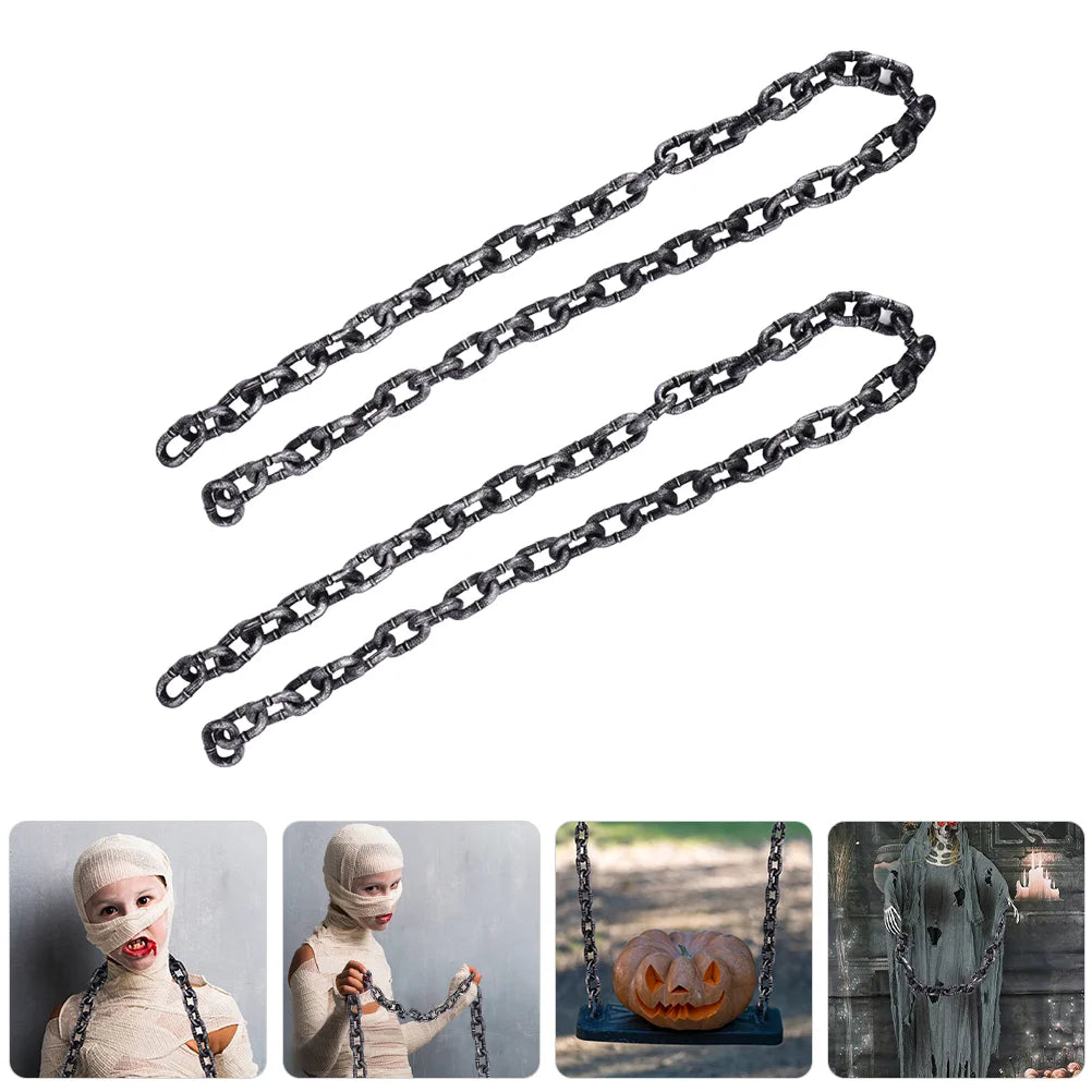 2 Pcs Simulation Big Iron Chain The Halloween Props Plastic Links Decor Decorate Pp Fake Costume