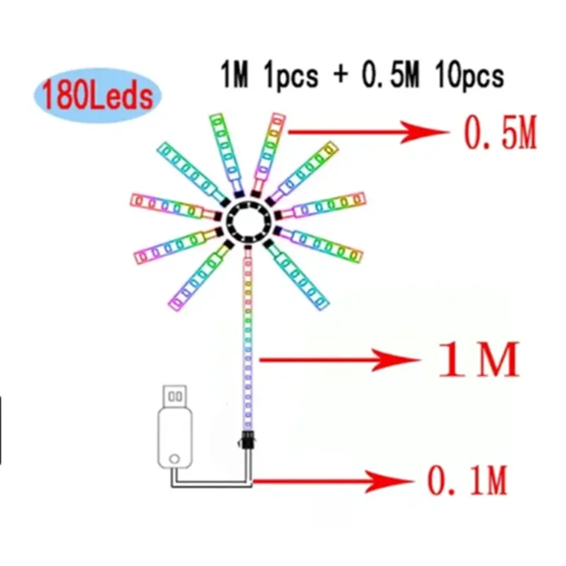 2024 new LED Strip Light RGB Sound Control Symphony Firework Light Wedding Christmas Music Control Full Kit Dream Meteor Lamp