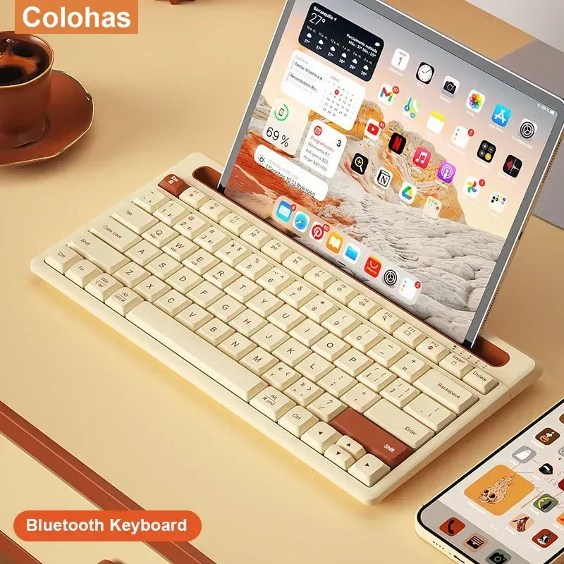 New Wireless Bluetooth Keyboard 87 Keys Three-mode Silent Mini Mute Keyboard For Notebook IPad Laptop Desktop Tablet Computer