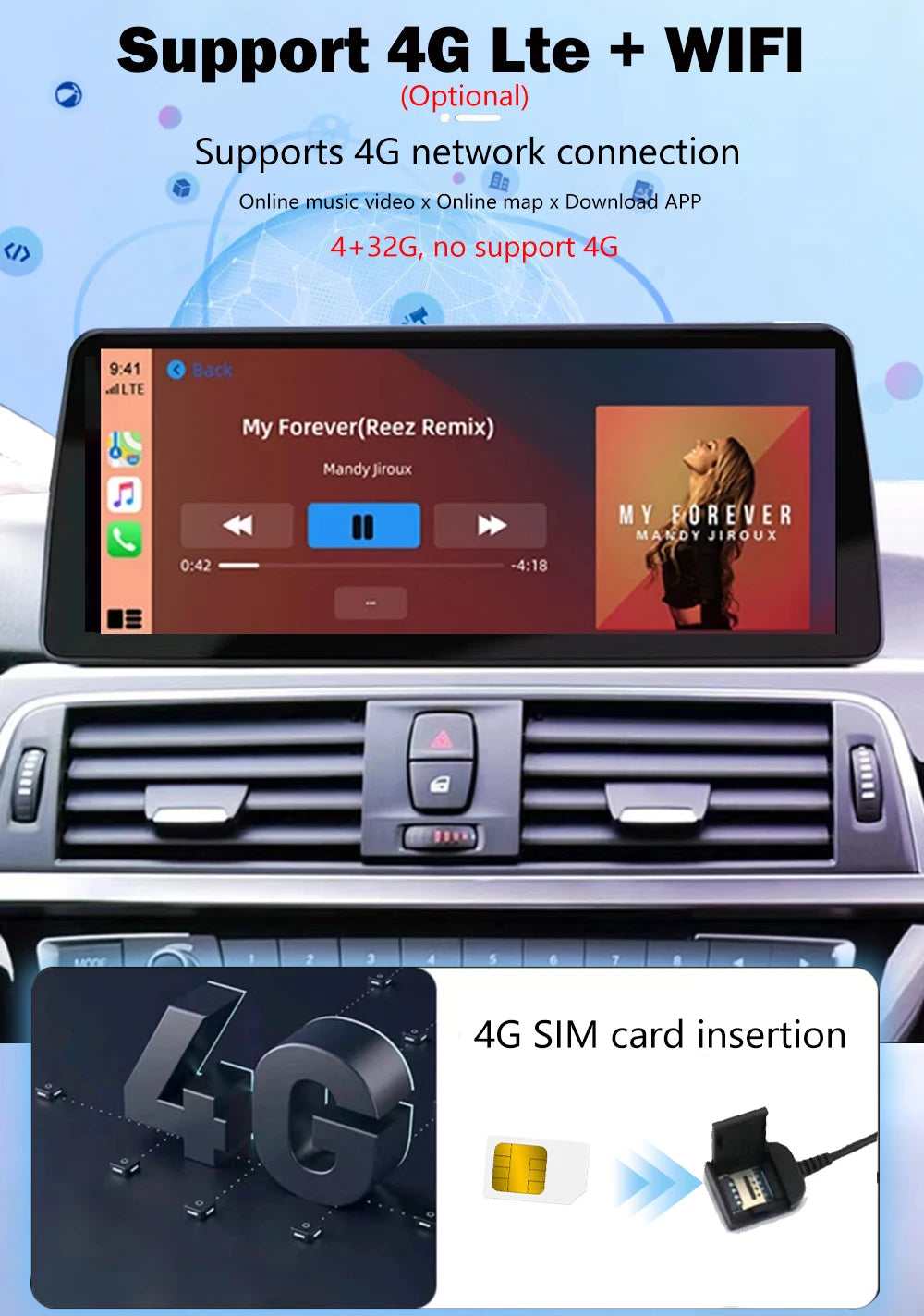1920*720P Carplay 12,3 pouces Android 14 pour BMW Série 5 F10 F11 2010-2016 CIC NBT Système Auto Radio GPS Navigation Multimédia