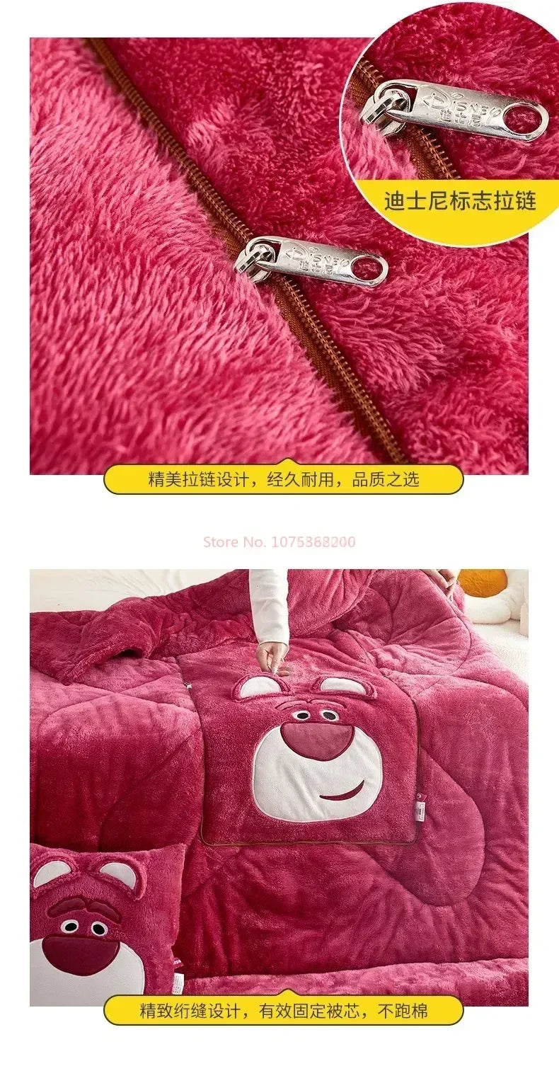 Stitch Disney Throw Pillow Blanket 2-in-1 Kawahiran Velvet Throw Pillow Thickened Nap Blanket Living Room Christmas Gift
