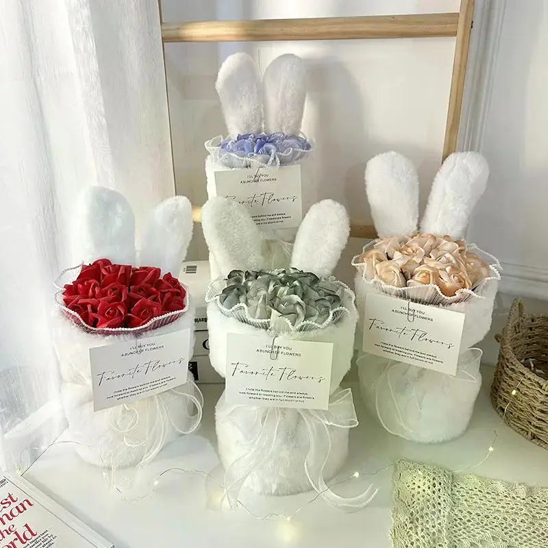 Rabbit Soap Flower Bouquet Valentine's Day Gifts Artificial Flower Bouquet for Party Supplies Bouqet Flowers Home Decoration