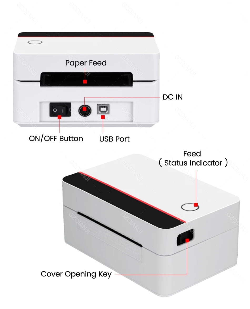 Impresora térmica de etiquetas X-Printer D463B de 80 mm, máquina para fabricar etiquetas de envío de 110 mm, USB, Bluetooth, impresión de códigos de barras de 3 o 4 pulgadas