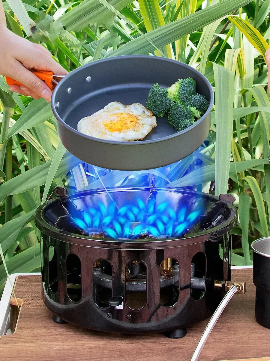 Estufa de camping de 7 núcleos 19800, potente quemador de gas, estufa a prueba de viento, encendido electrónico, estufas para exteriores, senderismo con bolsa