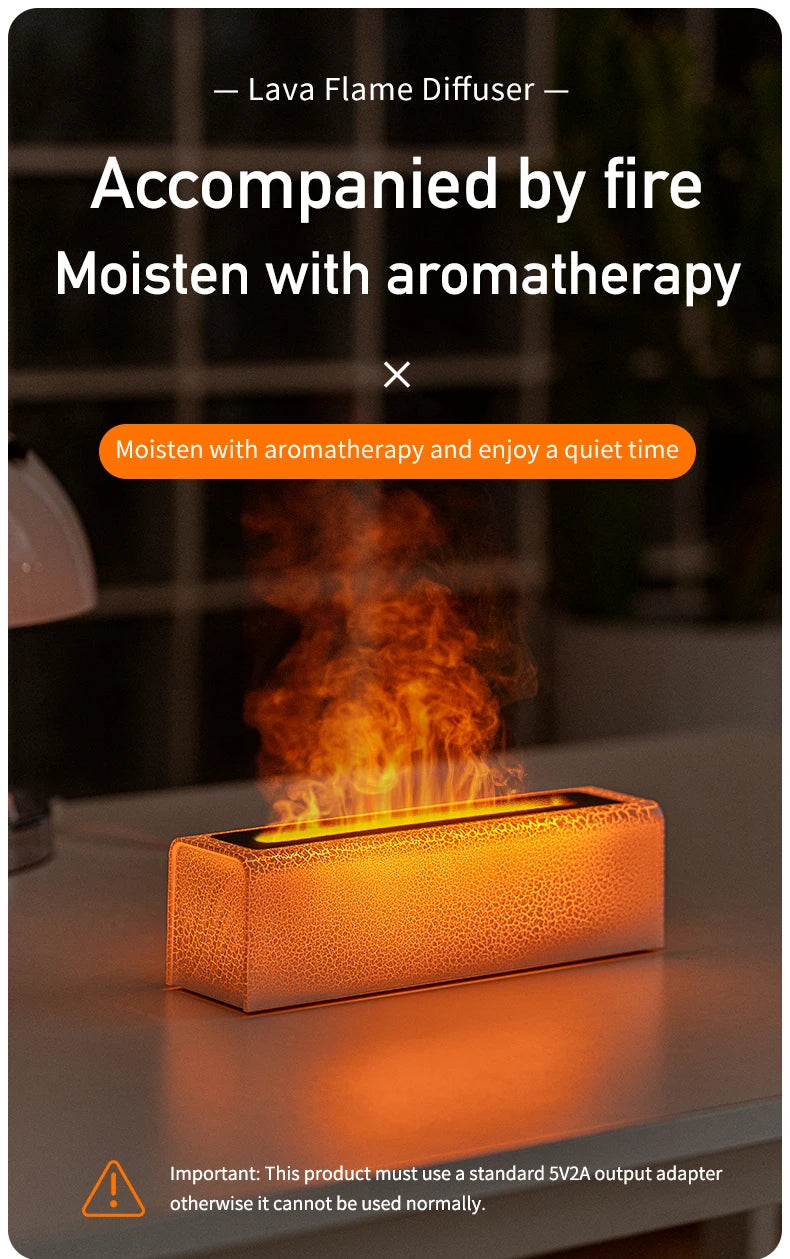 Vissko 7-Colorful Flame Diffuser USB Air Humidifier Aromatherapy Essential for Bedroom Yoga Home Oil Diffuser Fragrance Diffuser