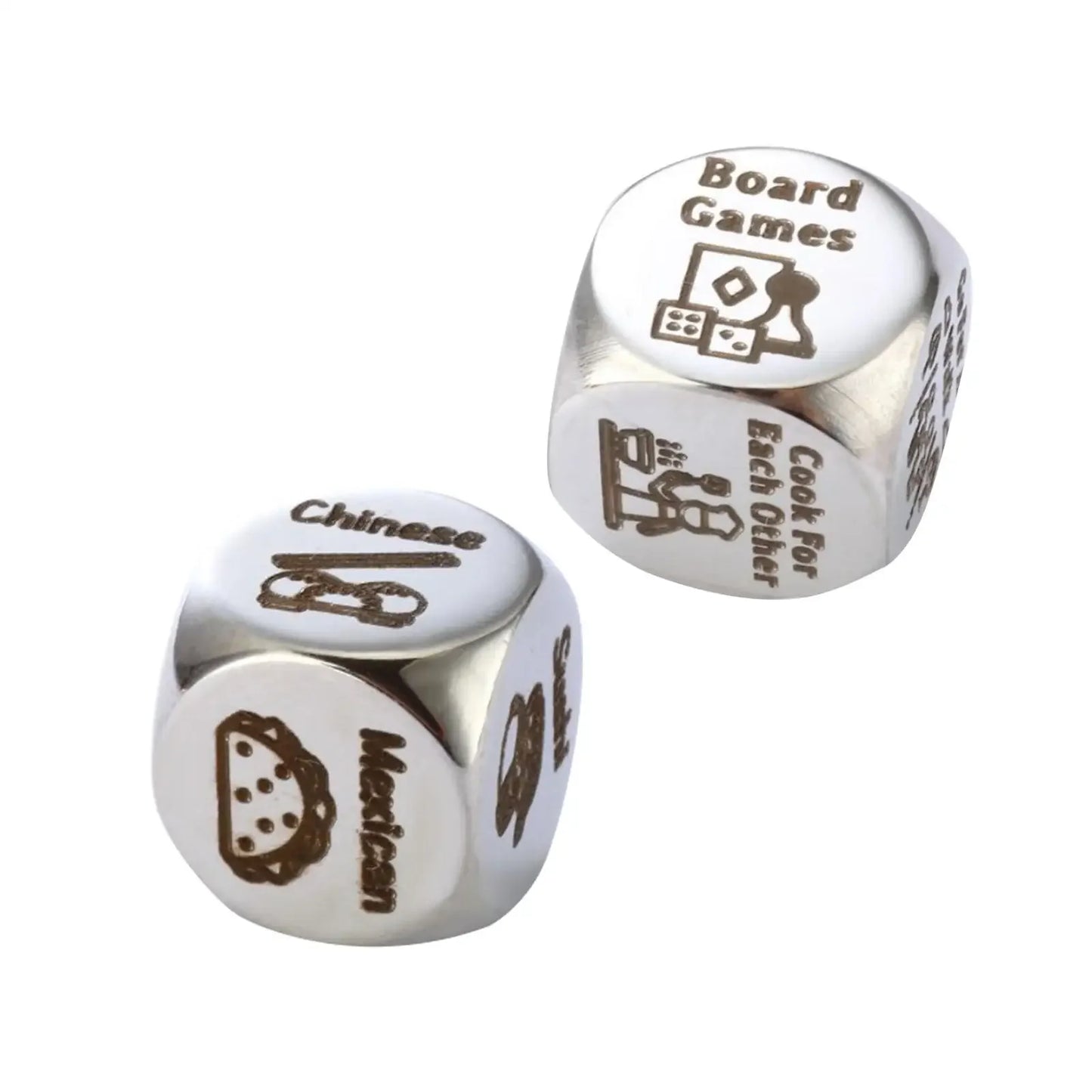 Food Dice Husband Wife Boyfriend Girlfriend Stainless Steel Valentines Gifts Dice for Wedding Birthday Anniversary Honeymoon